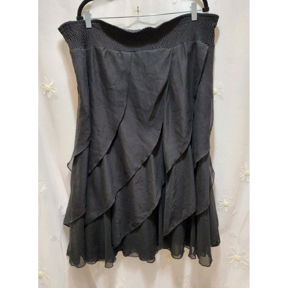 Multiples Women Large Black Skirt Layered Ruffles Whimsigoth Fairy Grunge Witchy